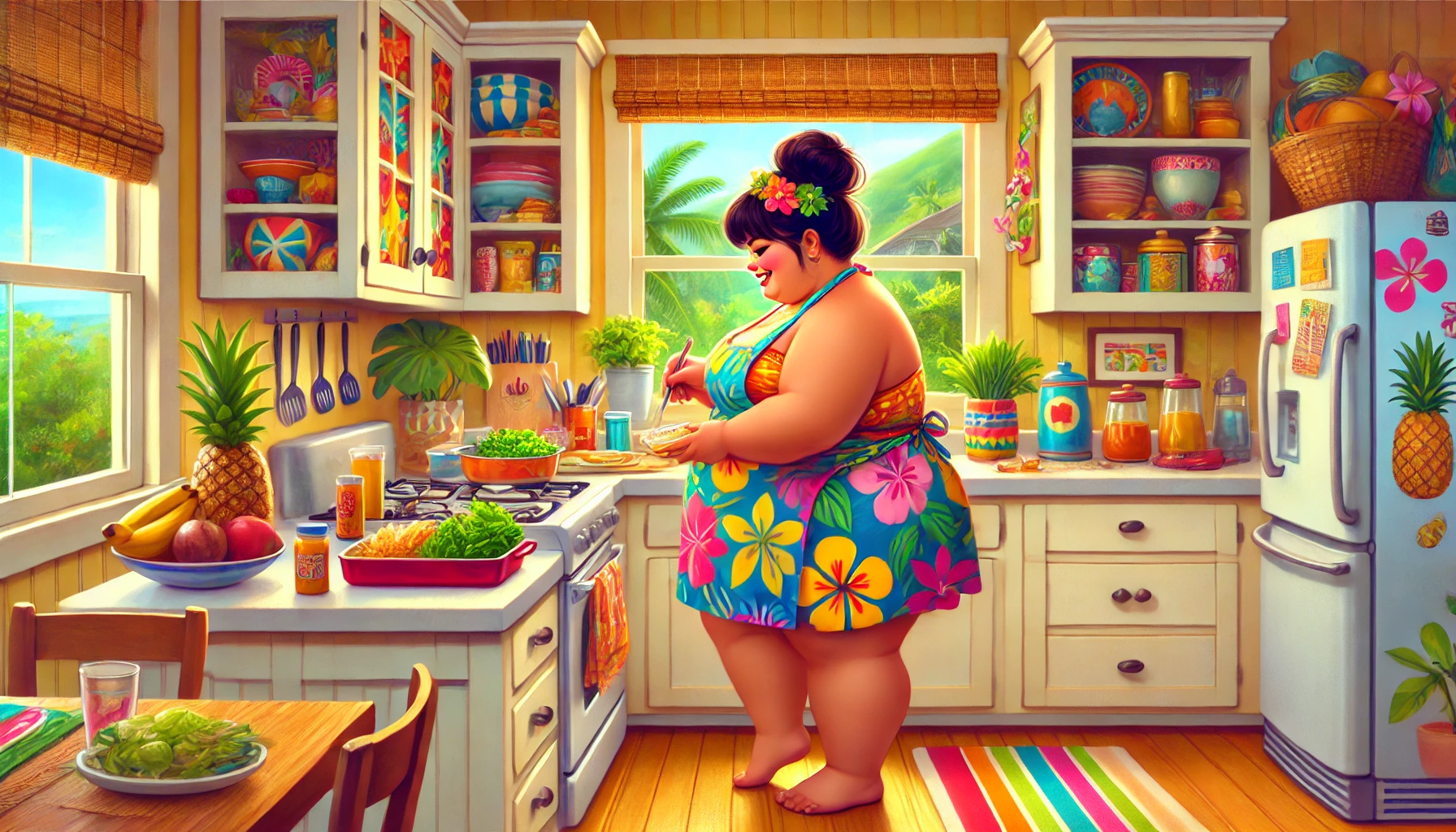 plussizefitnessmotivation-mealprep plus size woman cooking and meal prepping in her kitchen