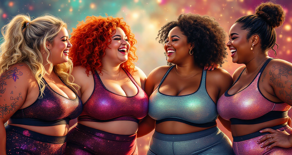 plus-size-fitness-journey-week1-plus-size-women-gym-community Group of plus-size women smiling and supporting each other after a workout.