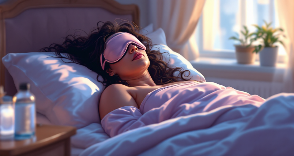 plus-size-fitness-journey-week1-sleep-is-the-real-preworkout Plus-size woman sleeping peacefully in cozy pajamas with workout gear nearby, representing that quality sleep is the foundation of fitness and recovery.