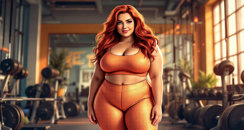 Plus size woman looking at her strong reflection in the gym mirror as she embraces her fitness journey.