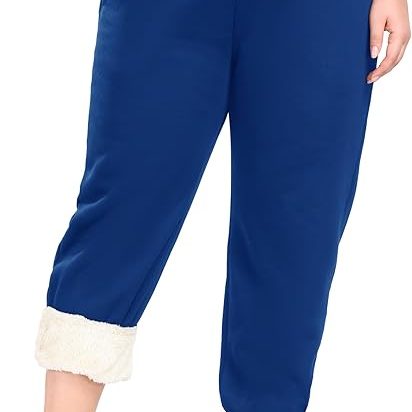 Plus-size sherpa-lined joggers offering warm, ultra-soft comfort for cozy loungewear and low-impact activity