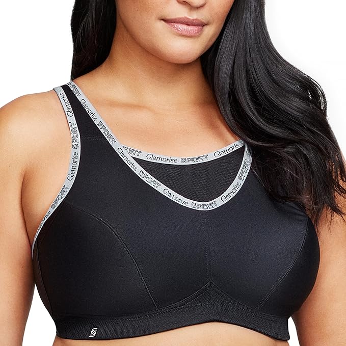 Plus-size sports bra with high support and no-digging straps, designed for comfortable, secure workouts for curvy bodies
