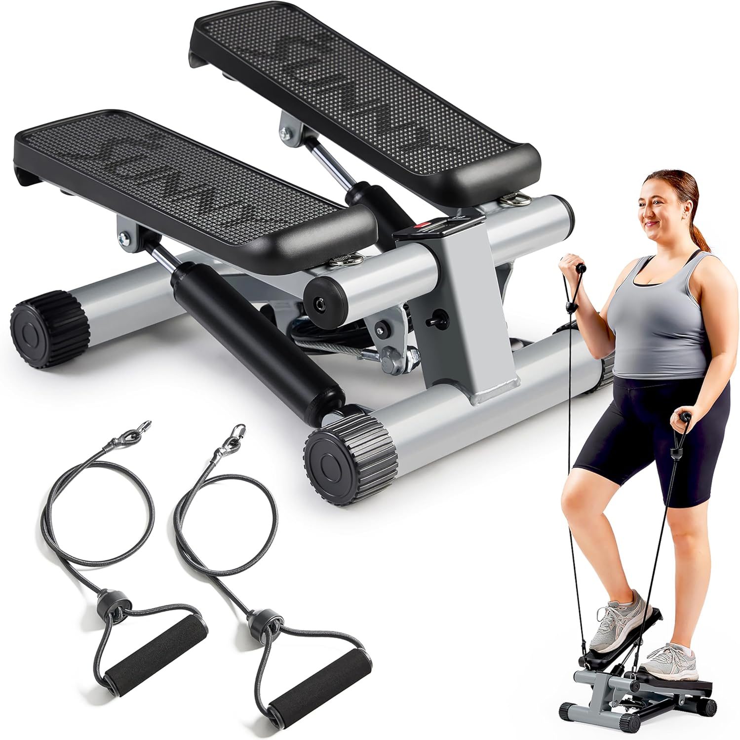 Mini stepper machine for low-impact cardio and strength training in small spaces